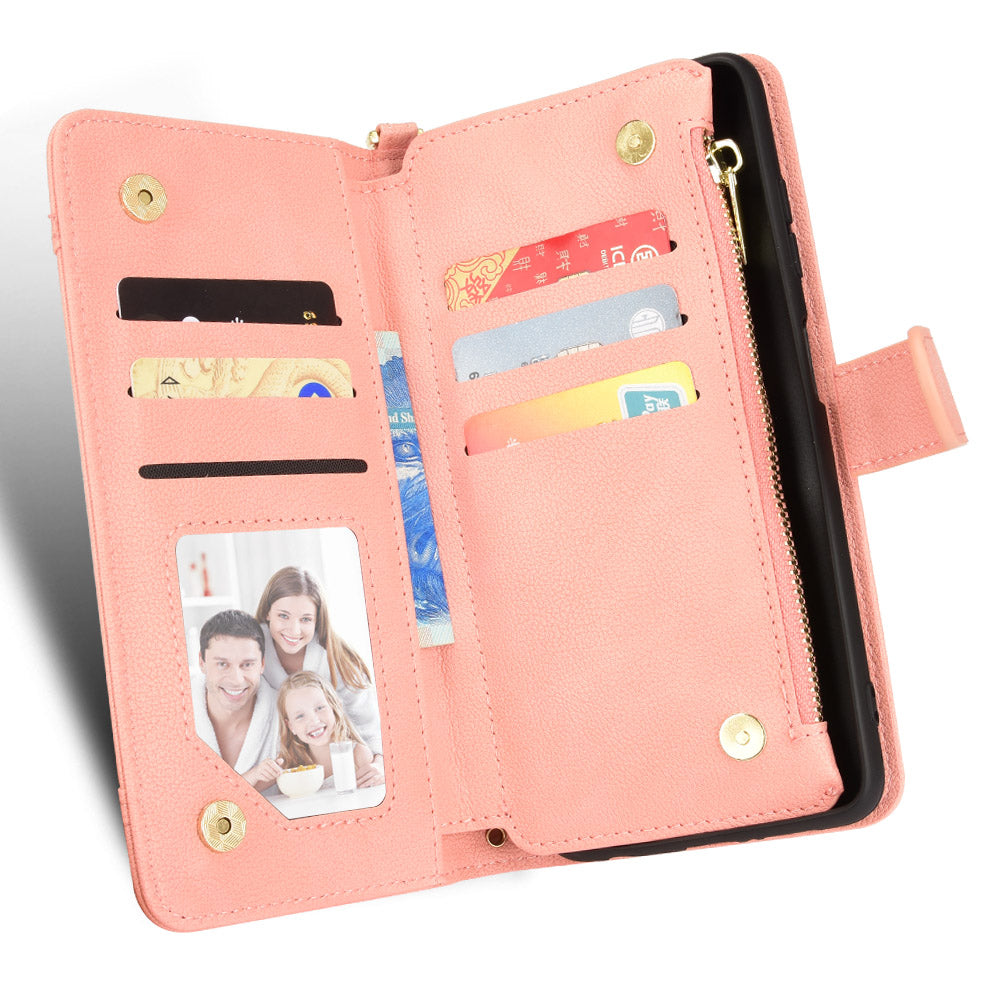 For Samsung Galaxy S23 Wallet Zipper Pocket Phone Case Shockproof Phone Cover with 2 Straps For Samsung Galaxy S23 Wallet Zipper Pocket Phone Case Shockproof Phone Cover with 2 Straps